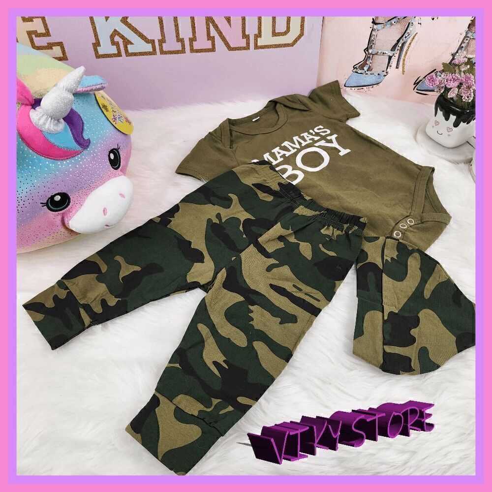 💖 Loveable Charm: Baby's Suit 6 Months Mamas Boy Logo 💖 NWT Z7059